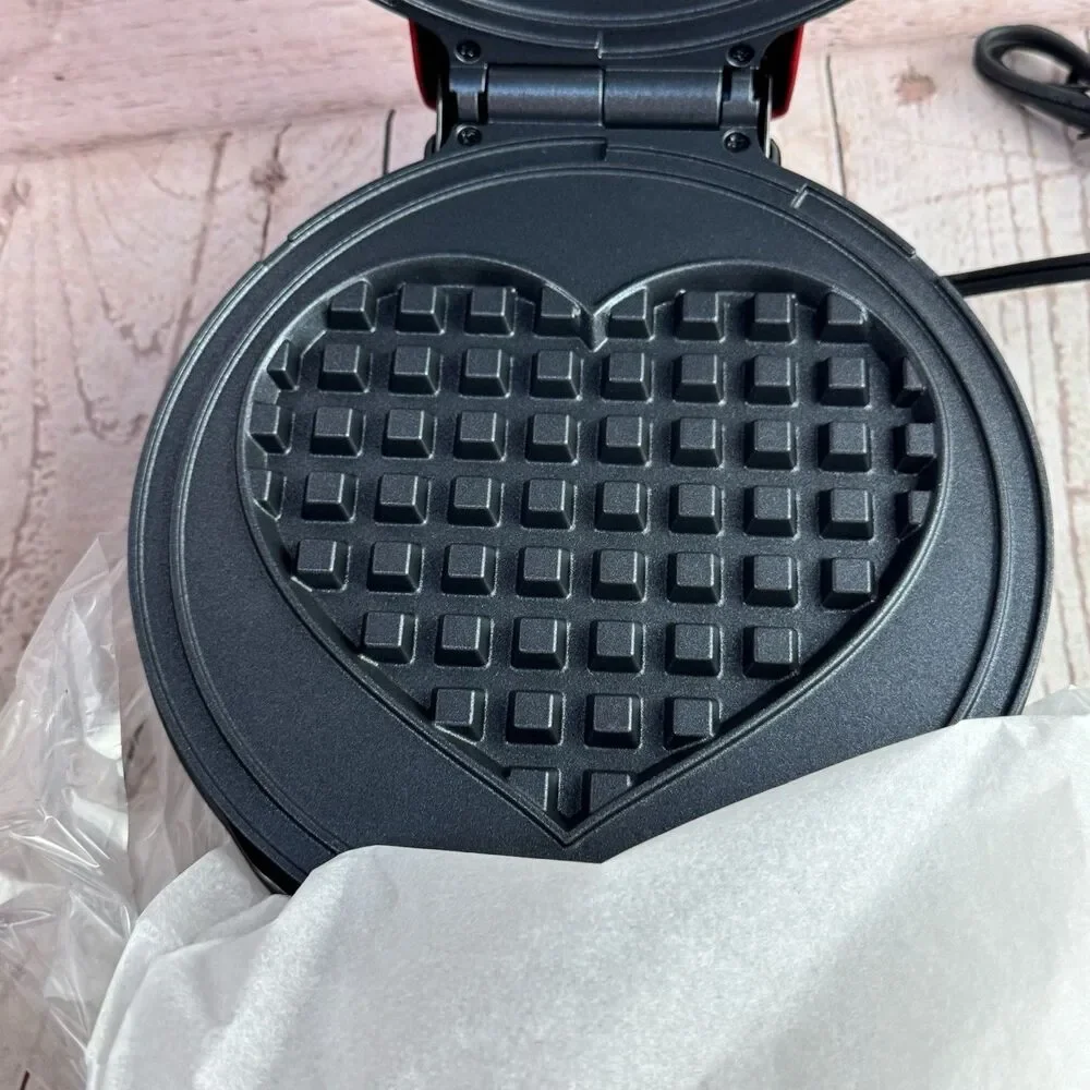 Dash Express Heart Waffle Maker Full Size Heart Shaped Waffles Red Nonstick